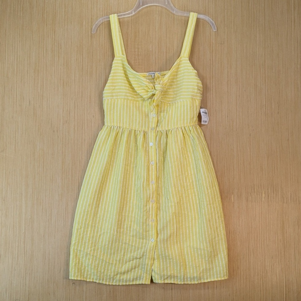Charlotte Russe Butter Yellow Striped Boho‎ Nautical Feminine Mini Dress Medium